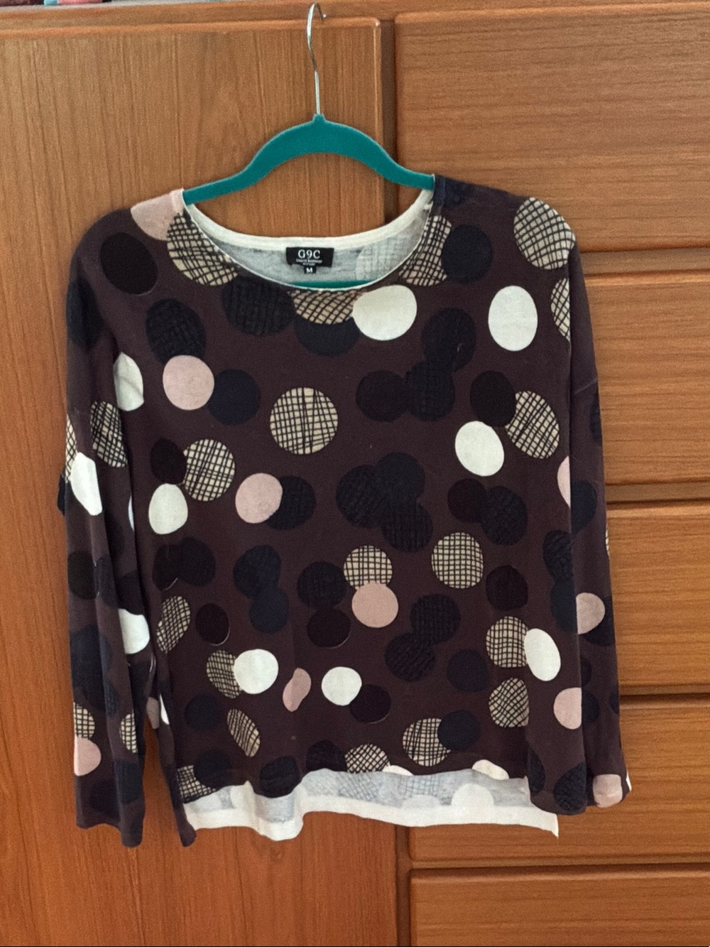 Polka Dot Crew Neck Sweater in Brown